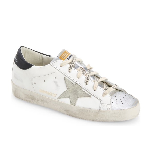 Golden Goose Shoes - New Golden Goose Super Star Low Sneakers in White/Taupe Metallic Toe Size 39